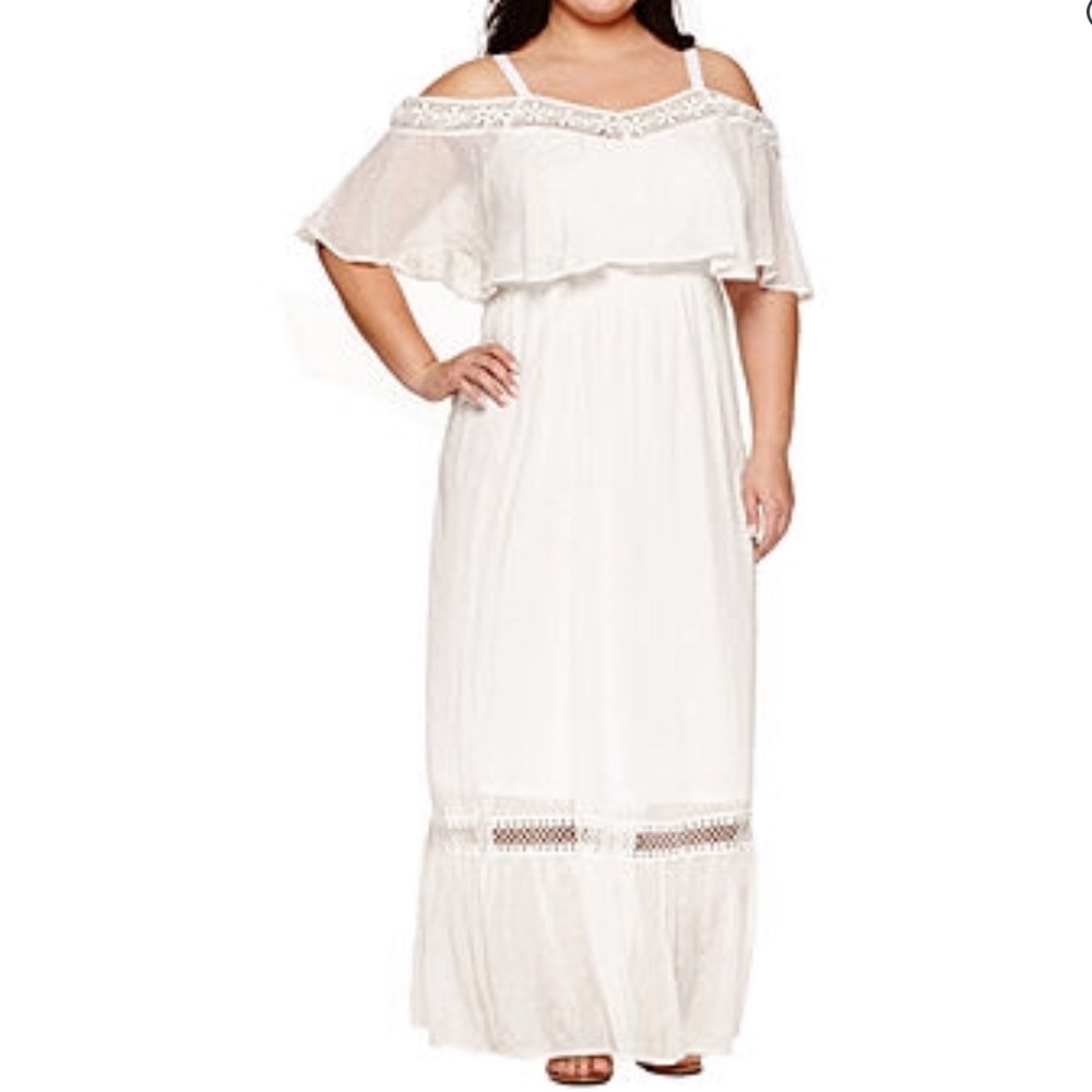 White Cold Shoulder Maxi Dress